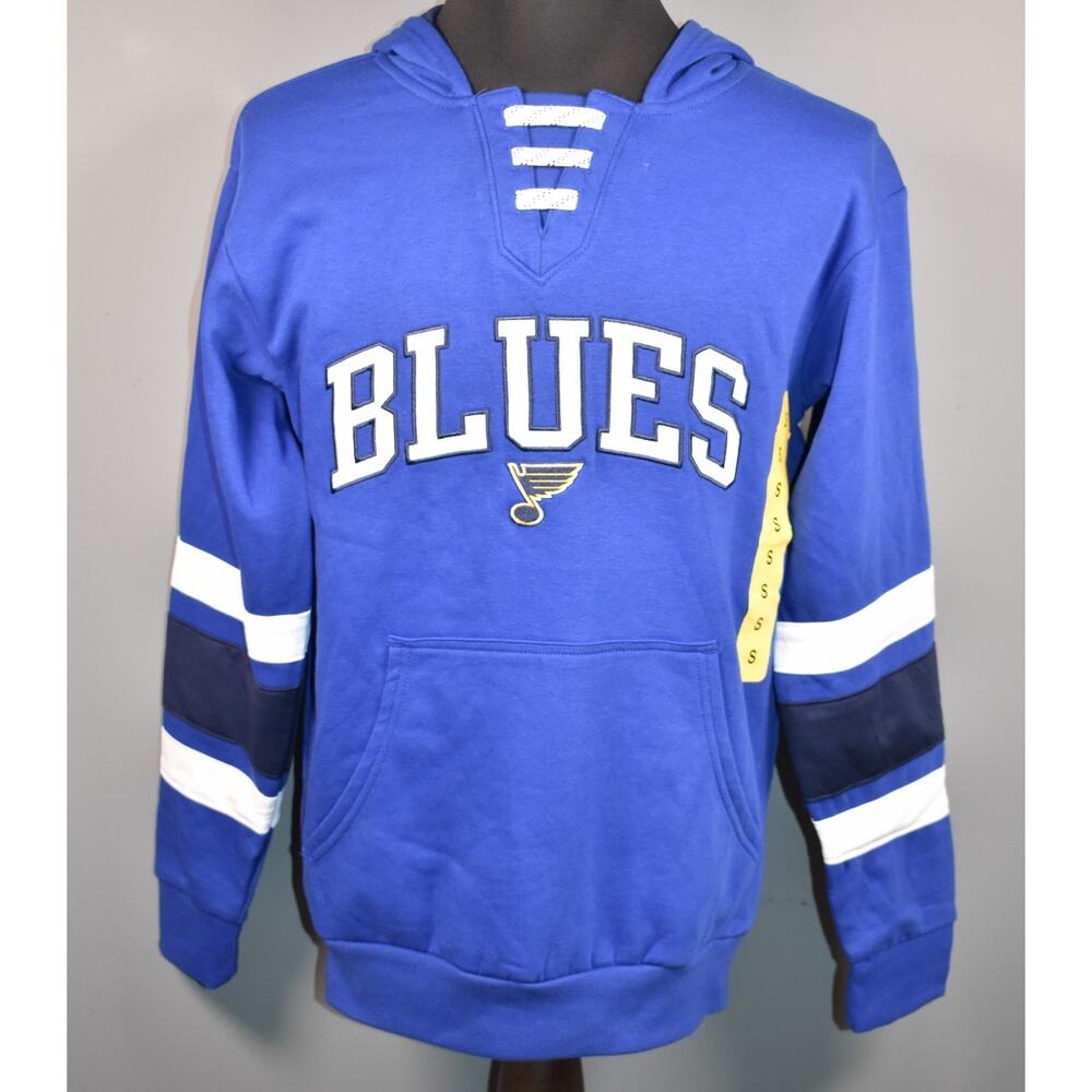 St. Louis Blues Hockey NHL Blue Pullover Sweatshirt with Laces New Size Small